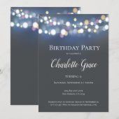 Colorful String Lights Birthday Party Kaart (Voorkant / Achterkant)