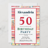 Colorful Stripe Fabulous 50th Birthday Invitation (Voorkant)