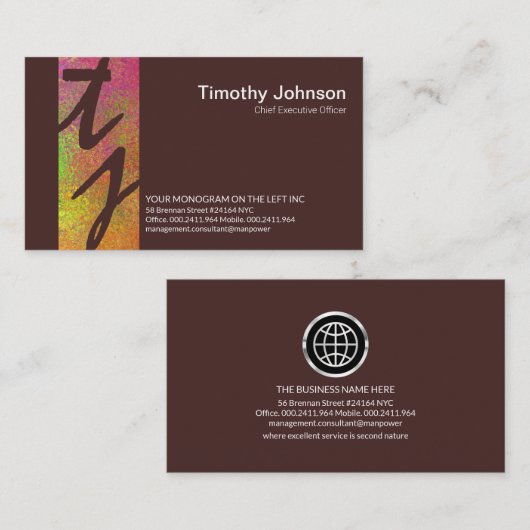 Colorful Stripe Monogram Founder CEO Visitekaartje (Voorkant / Achterkant)