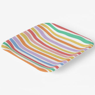 Colorful Stripe Plate For Party Papieren Bordje