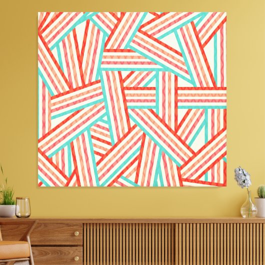 Colorful Striped Abstract Patroon Canvas Afdruk (Insitu (Woonkamer))