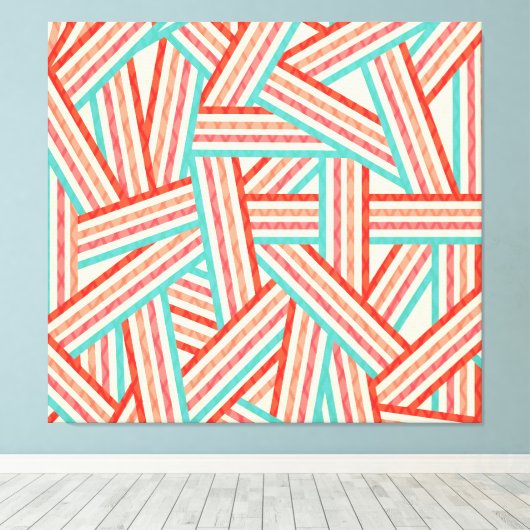Colorful Striped Abstract Patroon Canvas Afdruk (Insitu (Houten vloer))