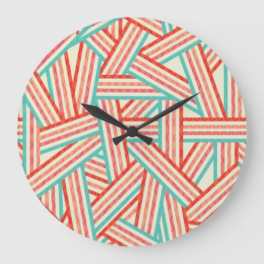 Colorful Striped Abstract Patroon Grote Klok (Voorkant)