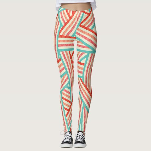 Colorful Striped Abstract Patroon Leggings (Voorkant)