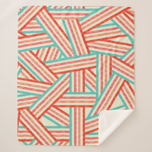 Colorful Striped Abstract Patroon Sherpa Deken