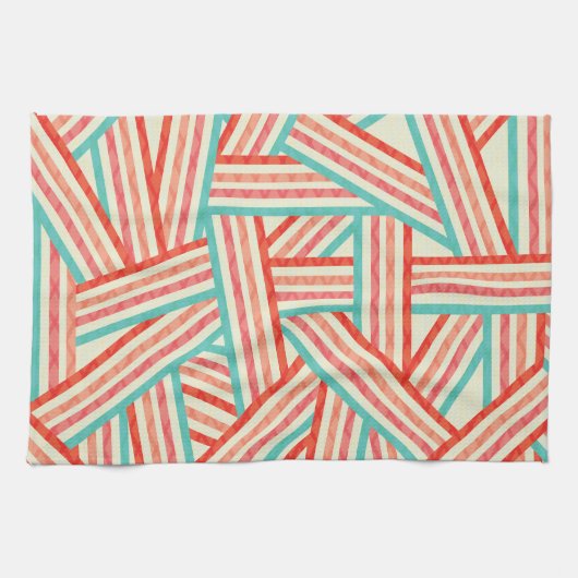 Colorful Striped Abstract Patroon Theedoek (Horizontaal)
