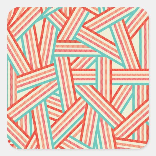 Colorful Striped Abstract Patroon Vierkante Sticker (Voorkant)