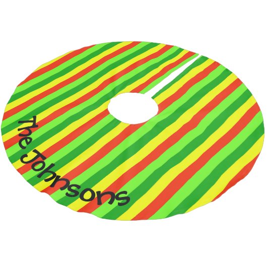 Colorful Striped Christmas Personalized Kerstboom Rok (Gekanteld)