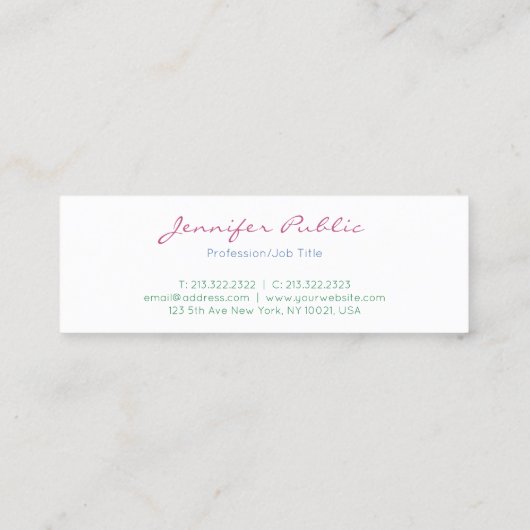 Colorful Striped Modern Minimalist Sjabloon Mini Visitekaartje (Achterkant)