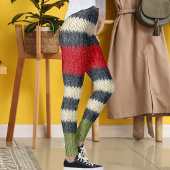 Colorful Striped Wool Sweater Graphic Knit Pattern Leggings