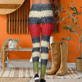 Colorful Striped Wool Sweater Graphic Knit Pattern Leggings