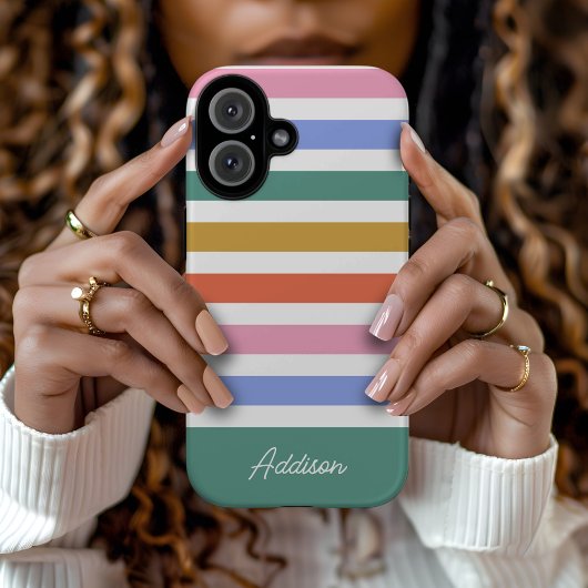 Colorful Stripes - Aangepaste naam Case-Mate iPhone Case