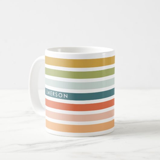 Colorful Stripes - Aangepaste naam Koffiemok (Voorkant links)