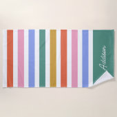 Colorful Stripes - Aangepaste naam Strandlaken (Voorkant)