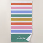 Colorful Stripes - Aangepaste naam Strandlaken (Voorkant)