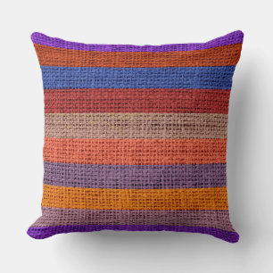 Colorful Stripes Burlap Linen Rustic Jute #9 Kussen
