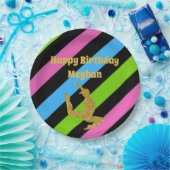 Colorful Stripes Gold Gymnastics Birthday Black Papieren Bordje (Feest)