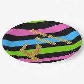 Colorful Stripes Gold Gymnastics Birthday Black Papieren Bordje (Gekanteld)