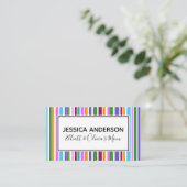 Colorful Stripes Mammie Playdate Calling Card Contactkaartje (Staand voorkant)
