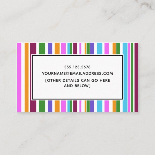 Colorful Stripes Mammie Playdate Calling Card Contactkaartje (Achterkant)