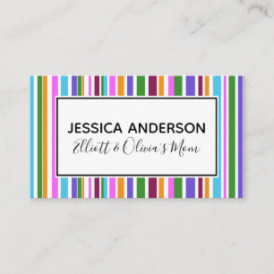 Colorful Stripes Mammie Playdate Calling Card Contactkaartje