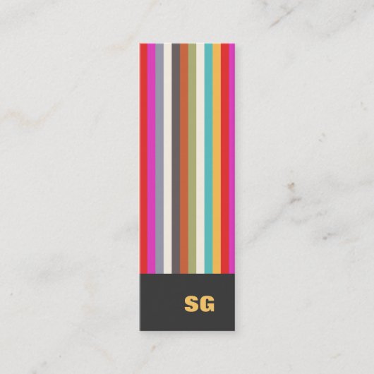 Colorful Stripes Monogram Mini Mini Visitekaartje (Voorkant)