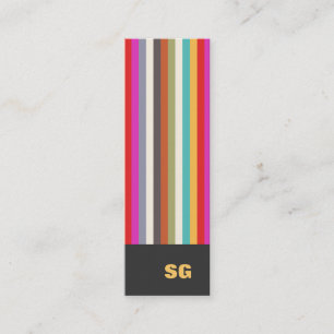Colorful Stripes Monogram Mini Visitekaartje