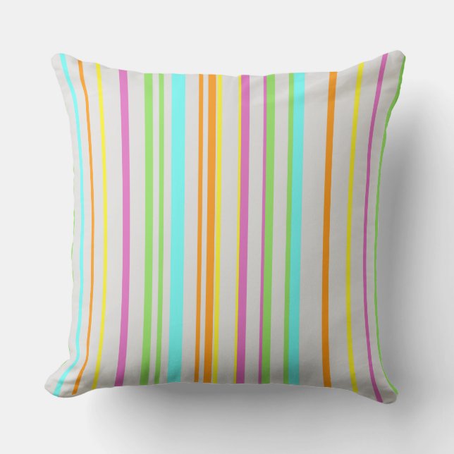 Colorful Stripes Pattern Cust. Grijs Sierkussen (Voorkant)