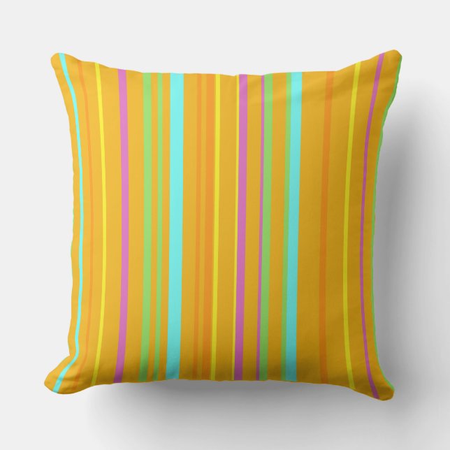 Colorful Stripes Pattern Cust. Oranje Sierkussen (Voorkant)