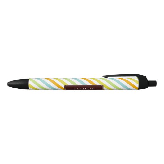 Colorful Stripes Pattern Zwarte Inkt Pen (Bovenkant)