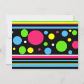 Colorful Stripes Polka Dots Birthday Invitation Kaart (Achterkant)