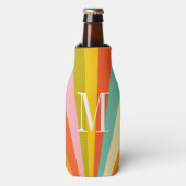 Colorful stripes retro monogram  flesjeskoeler (Fles Voorkant)