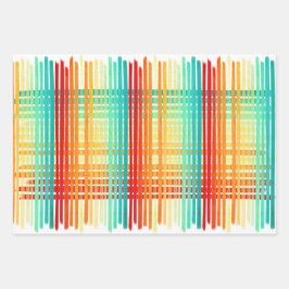 Colorful Stripes Tropische penseelstreken Birthday Inpakpapier Vel
