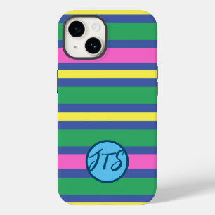 Colorful Stripes w/Gepersonaliseerd Monogram iPhon Case-Mate iPhone 14 Hoesje