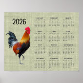 Colorful Strutting Rooster 2026 Calendar Poster (Voorkant)