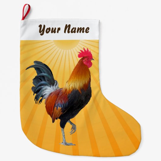 Colorful Strutting Rooster-kerststop Grote Kerstsok (Voorkant)