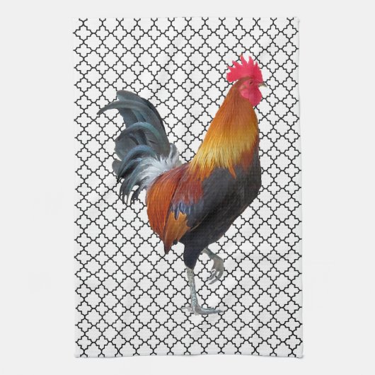 Colorful Strutting Rooster Kitchen Towel Theedoek (Verticaal)