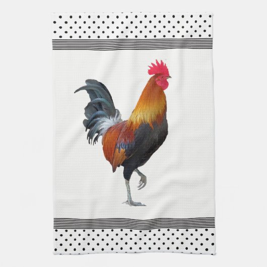 Colorful Strutting Rooster Kitchen Towel Theedoek (Verticaal)