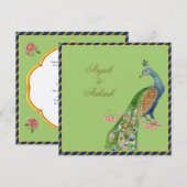 Colorful  style Peacock Indian bruiloft Invi Kaart (Voorkant / Achterkant)