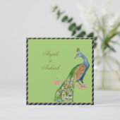 Colorful  style Peacock Indian bruiloft Invi Kaart (Staand voorkant)