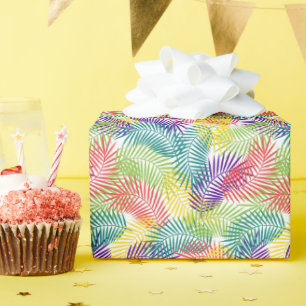 Colorful Stylied Coconut Palm Leafs Pattern Cadeaupapier