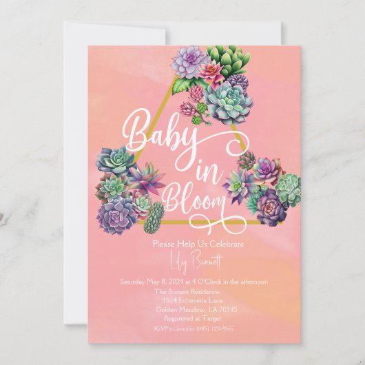 Colorful Succulent Baby in het Baby shower Bloom Kaart (Voorkant)