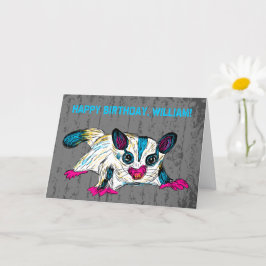 Colorful Sugar Glider Moderne Art, gepersonaliseer Kaart