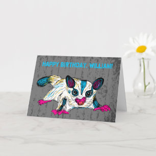 Colorful Sugar Glider Moderne Art, gepersonaliseer Kaart