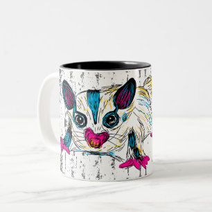 Colorful Sugar Glider Moderne Art, gepersonaliseer Tweekleurige Koffiemok