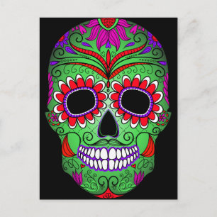 Colorful Sugar Skull Day of the Dead Briefkaart