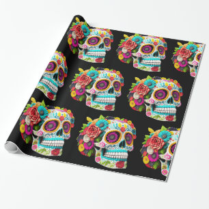 Colorful Sugar Skull Day of the Dead Calaveras Cadeaupapier