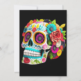 Colorful Sugar Skull Day of the Dead Calaveras Kaart