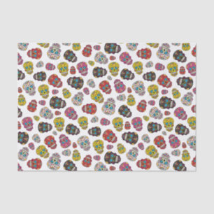 Colorful Sugar Skull Day of the Dead Print Tissuepapier