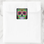 Colorful Sugar Skull Day of the Dead Vierkante Sticker (Tas)